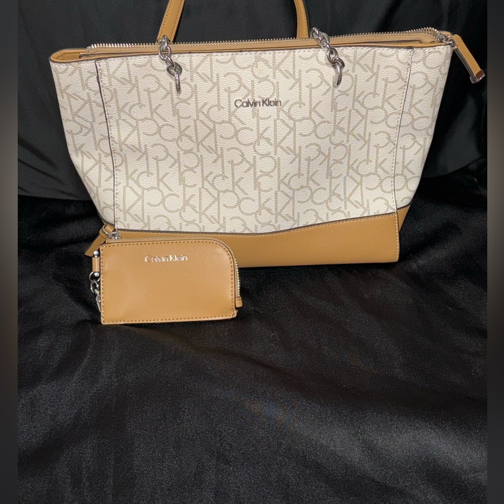 Tan Calvin Klein purse with matching tan wallet